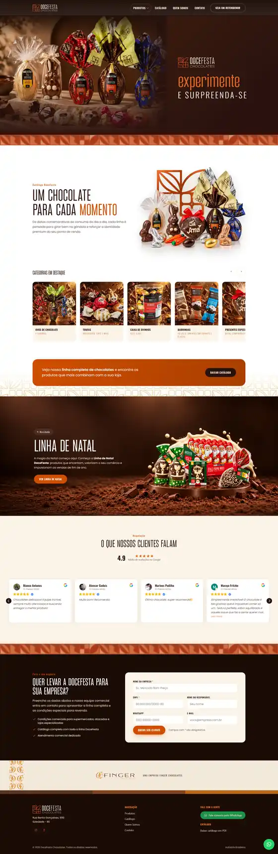 Site institucional DoceFesta Chocolates