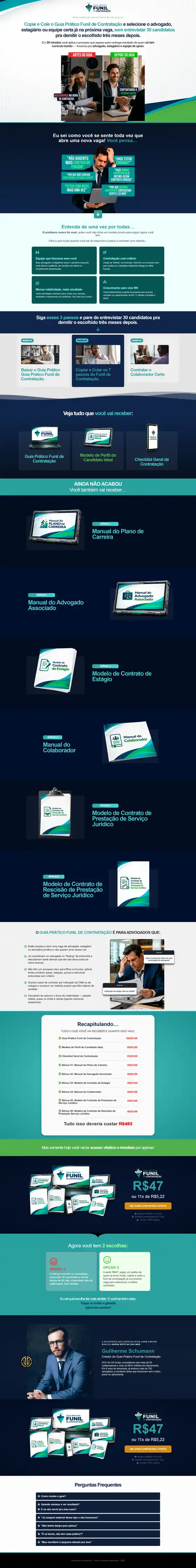 Página de vendas do Guia Prático Funil de Contratação
